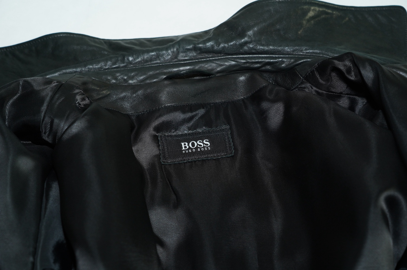 A gentleman's Hugo Boss black leather jacket